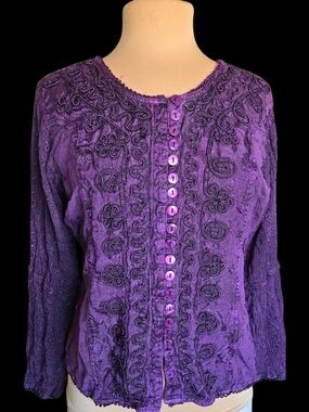 Kirat Purple Embroidered Top Sz OS